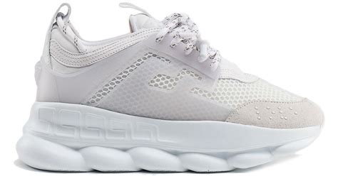 White Chain Reaction Sneakers by Versace on Sale 